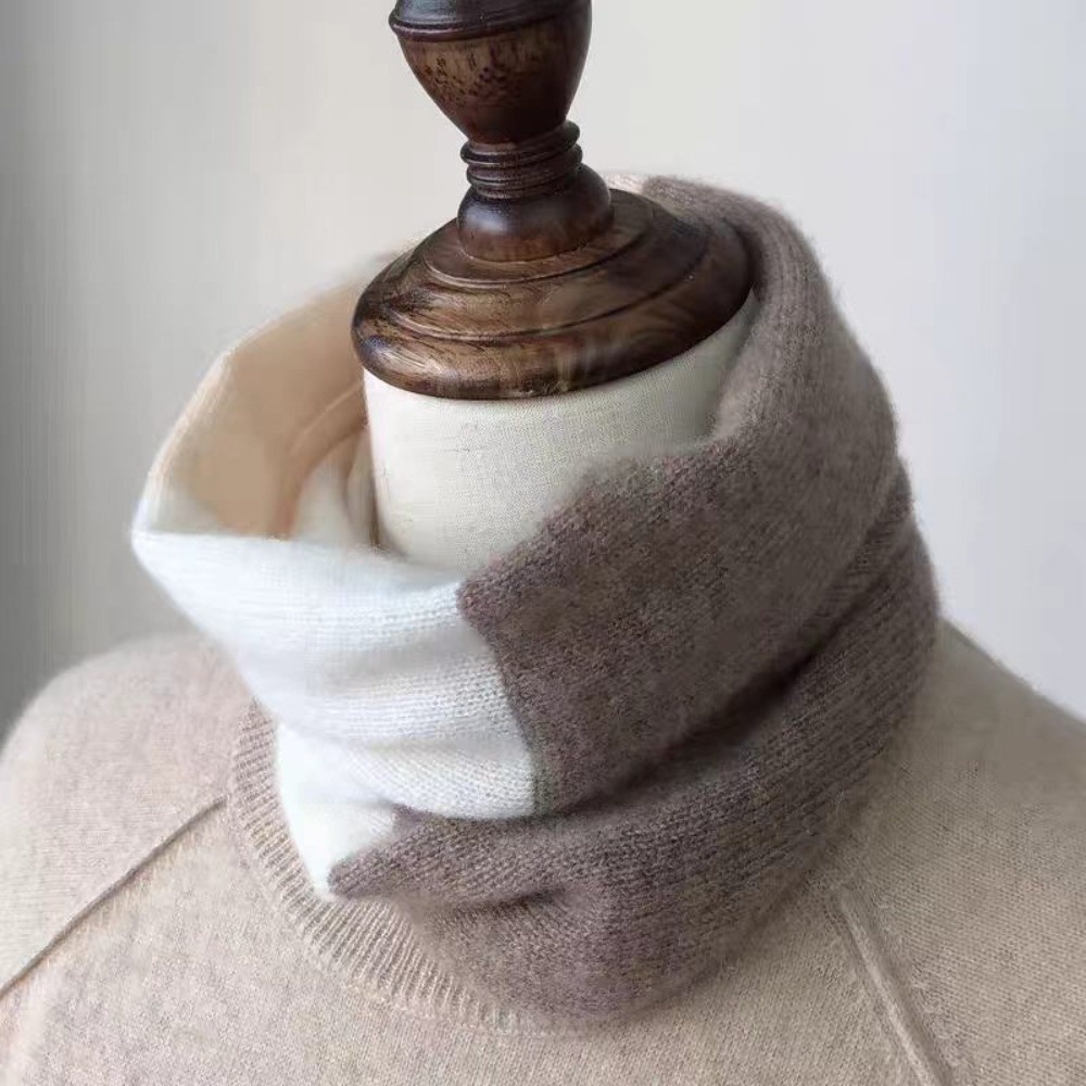 Infinity Scarf Knit - ソフトスプライシングカラーアンダーカラーマフラー 防風ストレッチループネックゲイター 暖かい裏地付きニットネックウォーマー 女性用