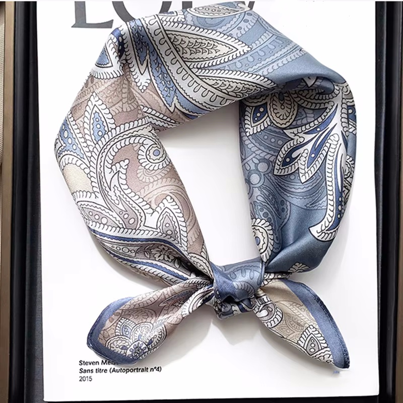 Scarf Silk Square - 女性用70×70cm正方形シルクスカーフ/スカーフ 高級ラップ 2025 ヘアタイ バンド バッグ