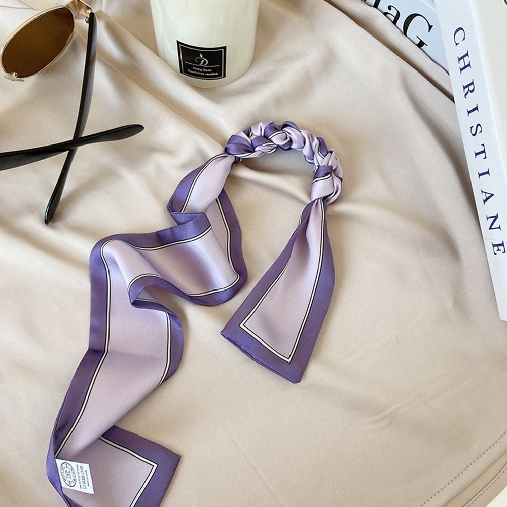 Silk Tie Striped - ネッカチーフ ネクタイ ストライプ柄 女性用ショール プリントリボン ヘッドバンド