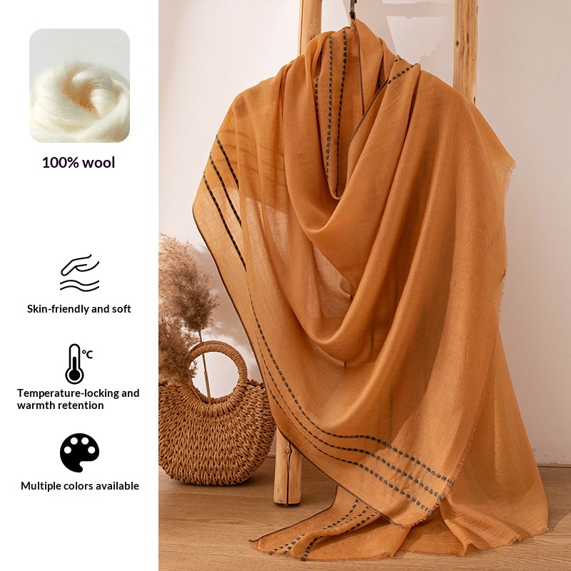 Pashmina Wrap Large - 100%ウールスカーフ 超ソフトな大型バンダナ 冬用アクセサリー 暖かいショルダーカバー ウールネックウェア ラップ