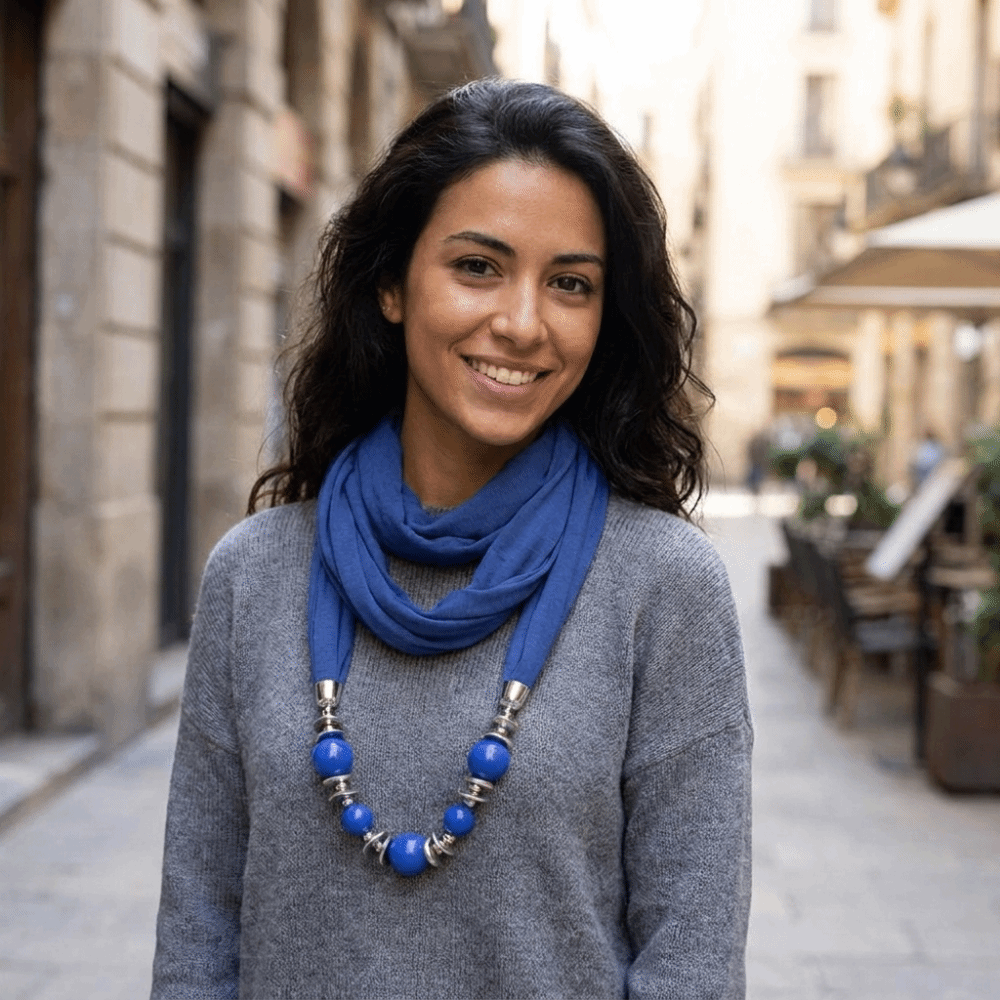 Infinity Scarf Knit - 新しいシフォンスカーフ ビーズ付き無地インフィニティスカーフ ヴィンテージスタイル エスニックスタイル ペンダントスカーフ レディースファッションアクセサリー
