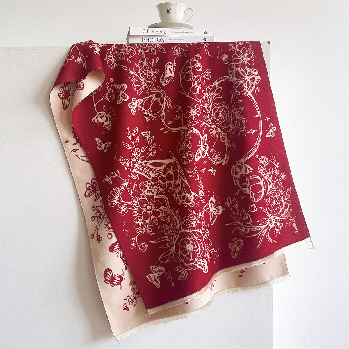 女性用イミテーションカシミヤスカーフ フリンジ付き 厚手 暖 - Pashmina Wrap Large のレビューと価格