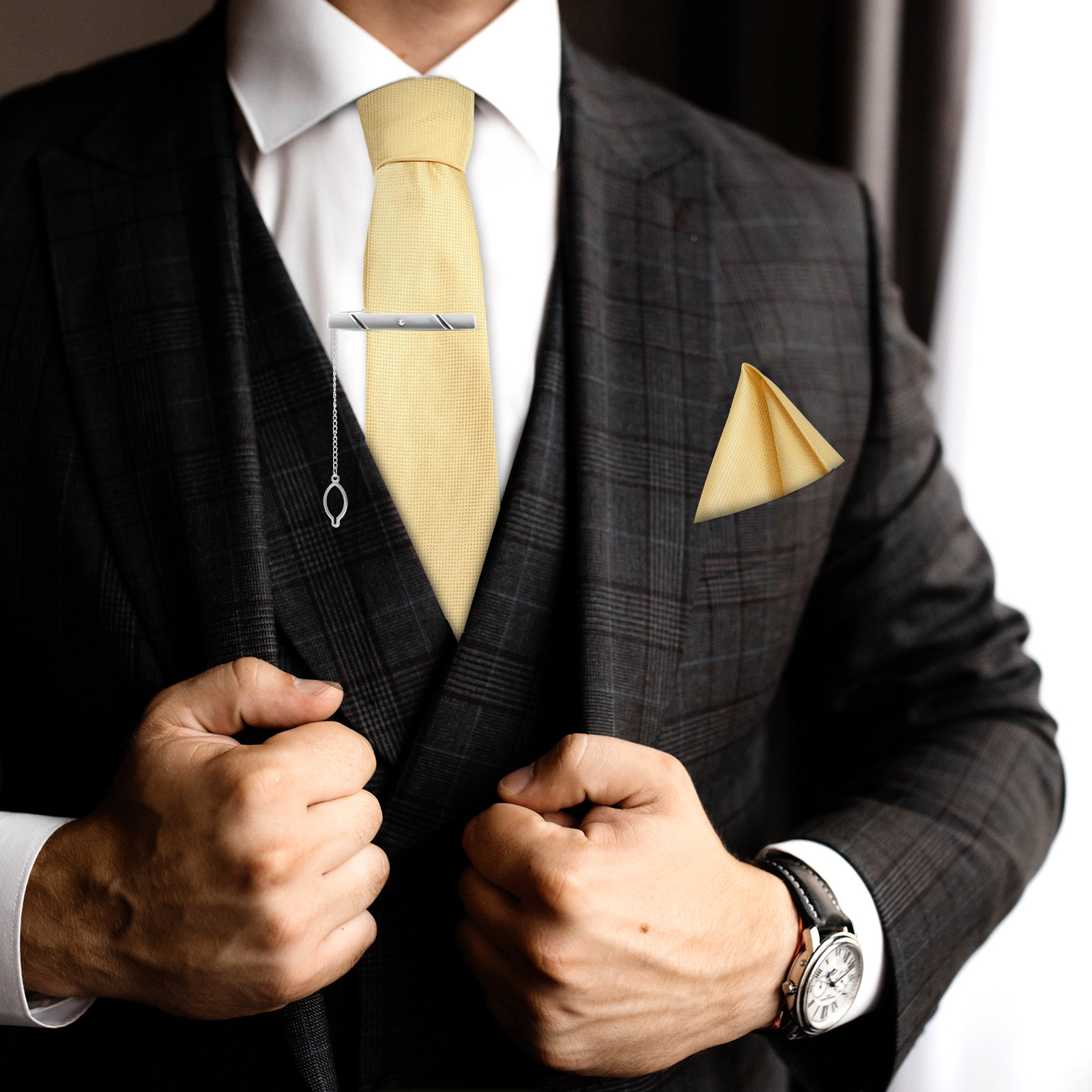 ネクタイ5点セット：ネクタイ、ポケットスクエア、ラペルピン、 - Pocket Square Set のレビューと価格
