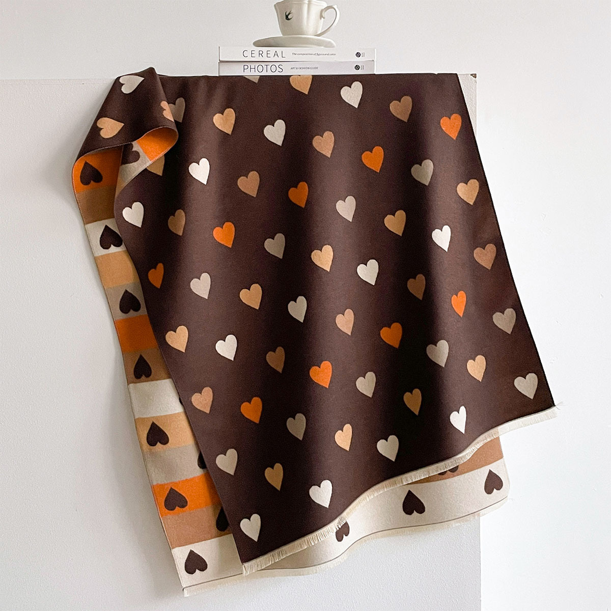 イミテーションカシミヤ暖かいスカーフ レディース フリンジ付 - Pashmina Wrap Large のレビューと価格