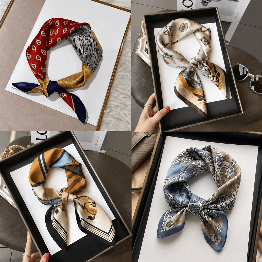 シルク素材のシルクスクエアスカーフ、花柄プリント、柔らかい質 - Scarf Silk Square のレビューと価格