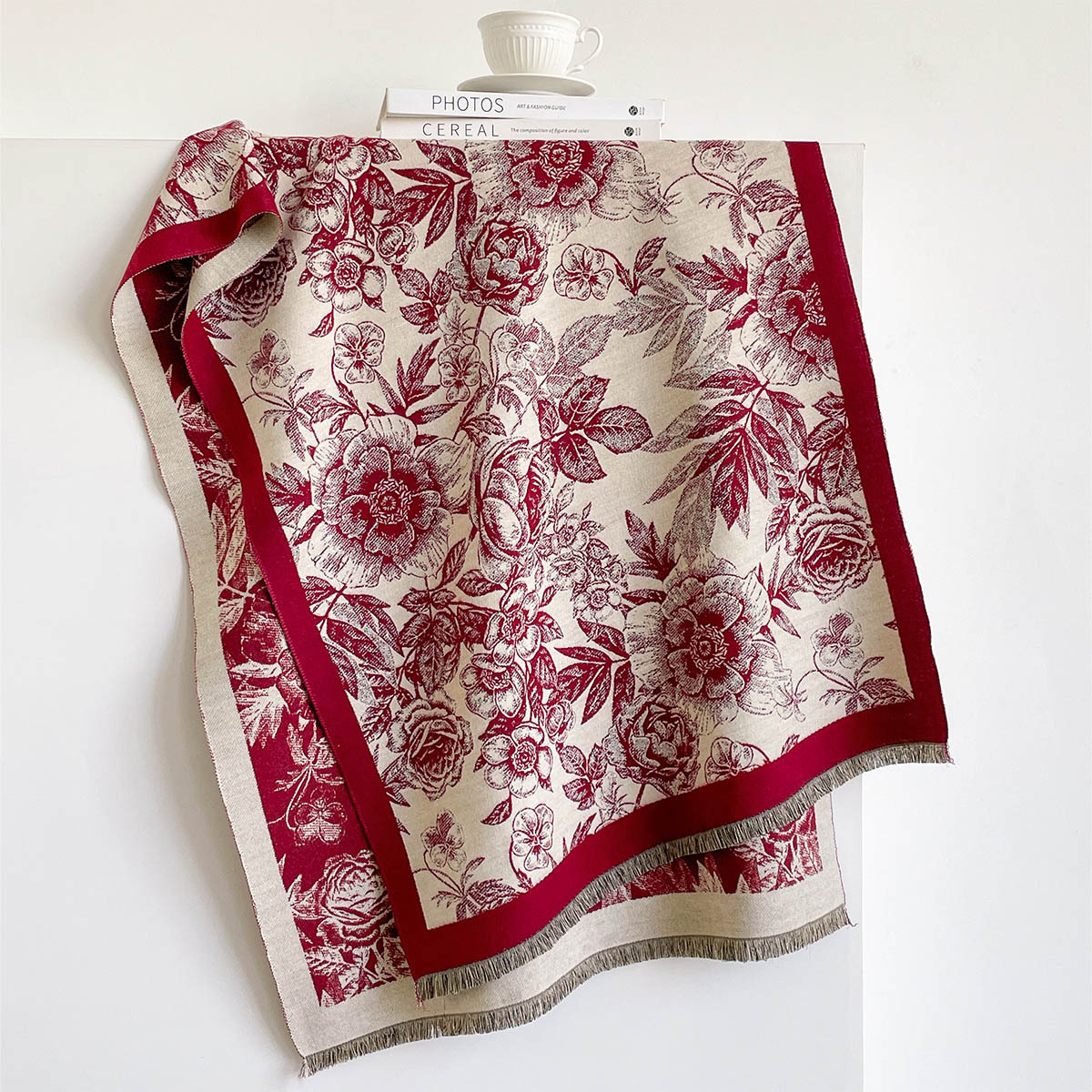 イミテーションカシミヤスカーフ レディース フリンジ付き 厚 - Pashmina Wrap Large のレビューと価格