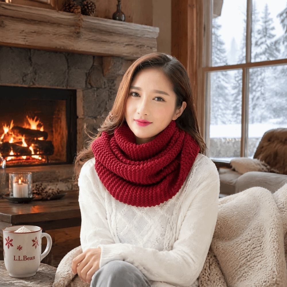 暖かい無地のインフィニティループスカーフ、通気性と防風性のあ - Infinity Scarf Knit のレビューと価格