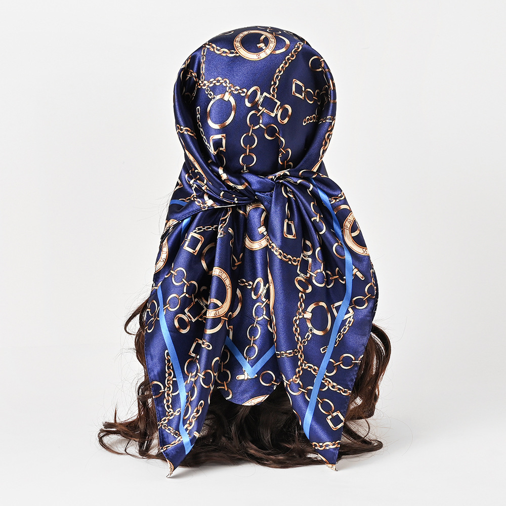 90 センチメートルサテン正方形スカーフ女性イスラム教徒ヒジ - Scarf Silk Square のレビューと価格