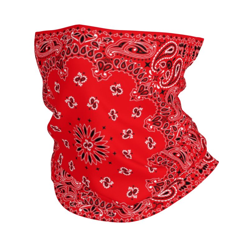 赤いペイズリーアート柄バンダナ 冬用ヘッドバンド ネックウォ - Neck Warmer Tube のレビューと価格