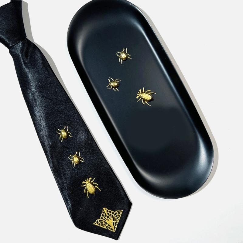 スタイリッシュなパンクロックネクタイゴールド昆虫チャーム付き - Bow Tie Pre Tied のレビューと価格