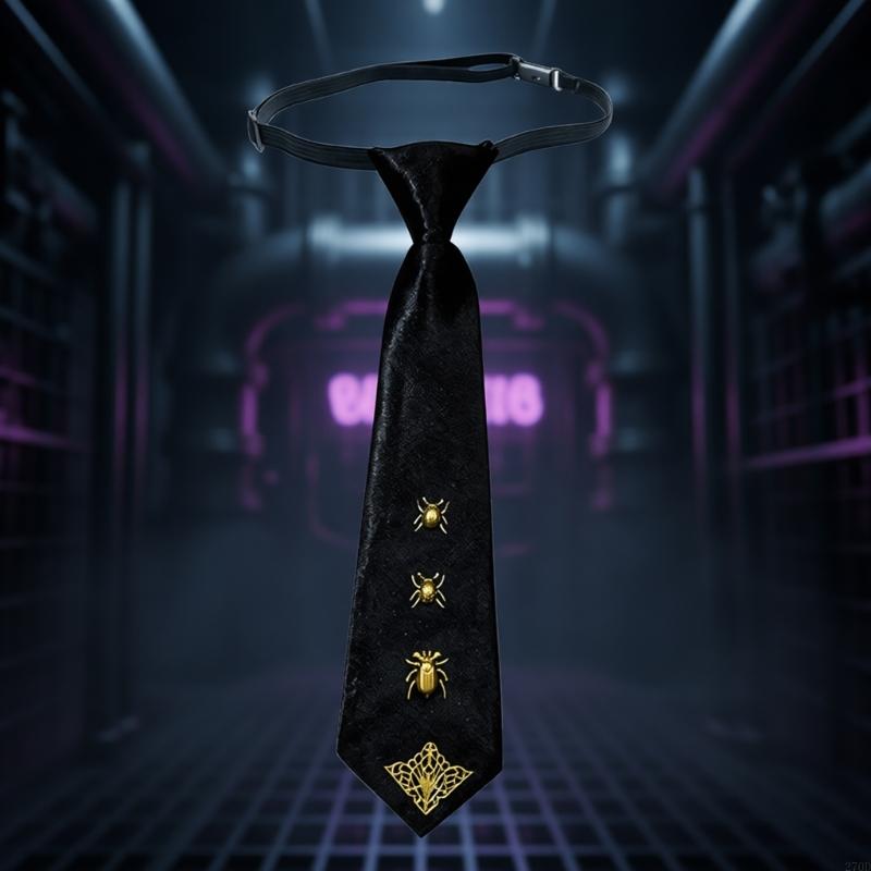 スタイリッシュなパンクロックネクタイゴールド昆虫チャーム付き - Bow Tie Pre Tied のレビューと価格