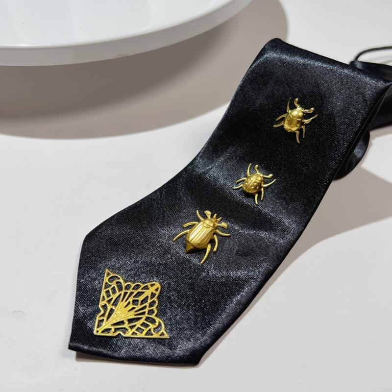 スタイリッシュなパンクロックネクタイゴールド昆虫チャーム付き - Bow Tie Pre Tied のレビューと価格
