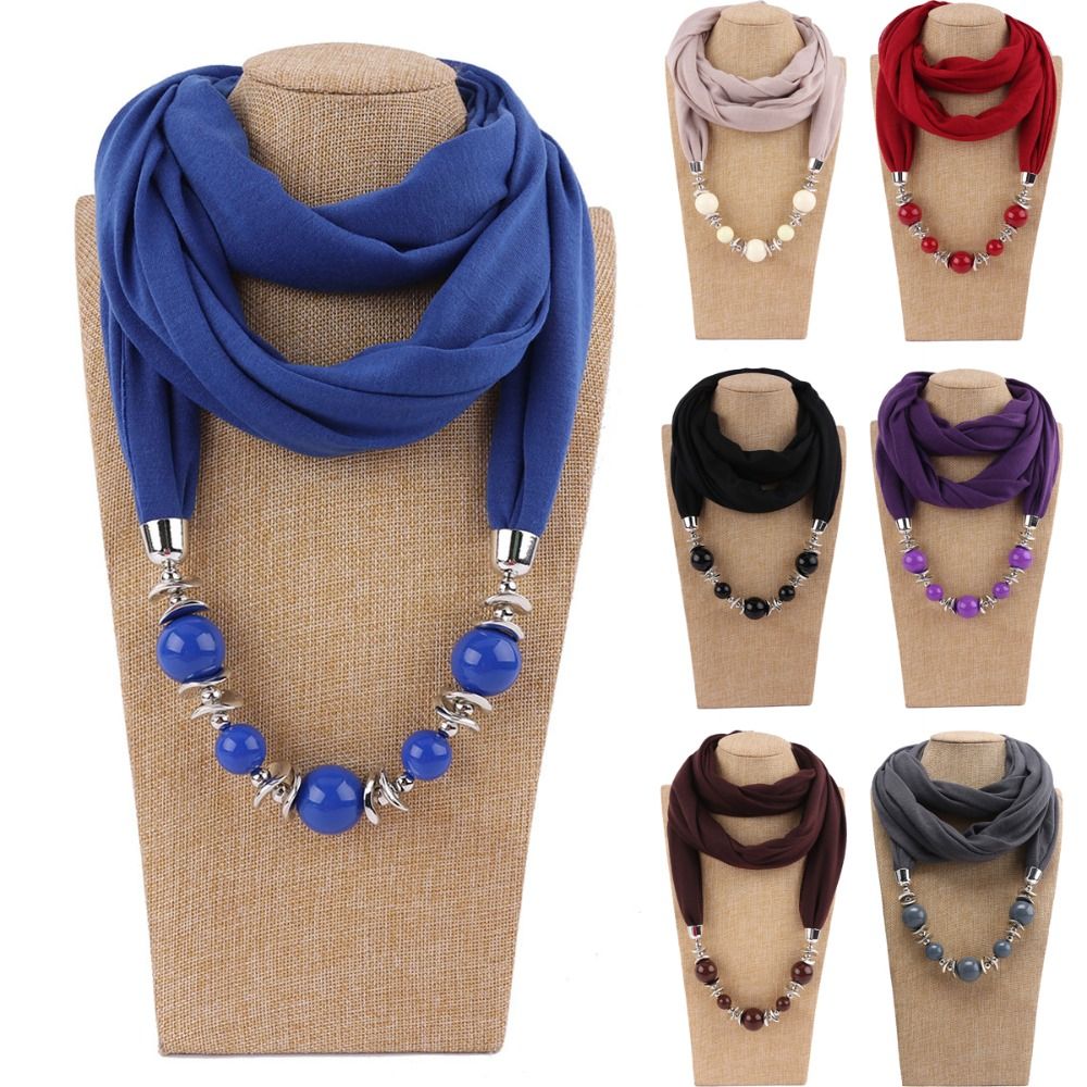 新しいシフォンスカーフ ビーズ付き無地インフィニティスカーフ - Infinity Scarf Knit のレビューと価格